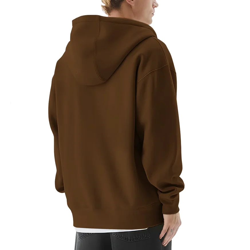 Custom Logo Boxy Fit Full Zipper Fastening Cotton Clothing Men Casual Long Sleeve Front Pouch Pocket Sweatshirts Soft Hoodies