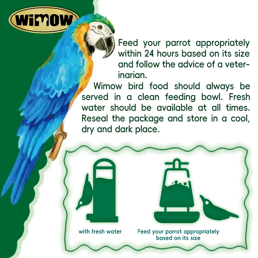 Wimow Wholesale 2kg Mixed With Fruits Grains Northern Parrots African Grey Sunflower Parrot Food