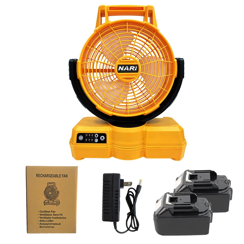 20V Cordless AC/DC Dual Use Big Wind Portable Power Fan with 3 Level Adjust 1 2 4 Hour Timer 180° Head Spin Durable Power Fan