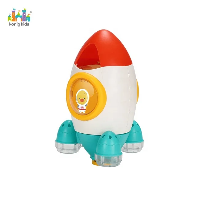 2020 Konig Kids Popular High Quality Water Power Rotating Rocket Toys Purling Shower Play Set Baby Water Bath Toy