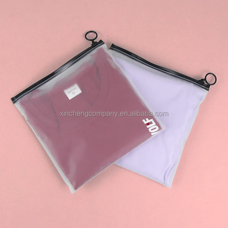 Custom frosted plastic zipper bag matte white plastic zipper bag high quality plastic vinyl zipper bag