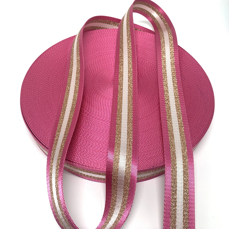 Custom Striped Pattern Jacquard Webbing 38mm PP Webbing Strap Polyester Webbing for Bag