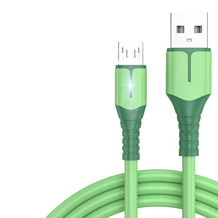 High Quality Soft Micro USB Cable Led Light Data Cable 3A Fast Charger Usb Cable Micro Pvc Silicone Standard Type C Stock TPE 1M