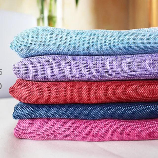 bonded 100% polyester burlap sofa fabric polyester faux linen fabric for pillow cover