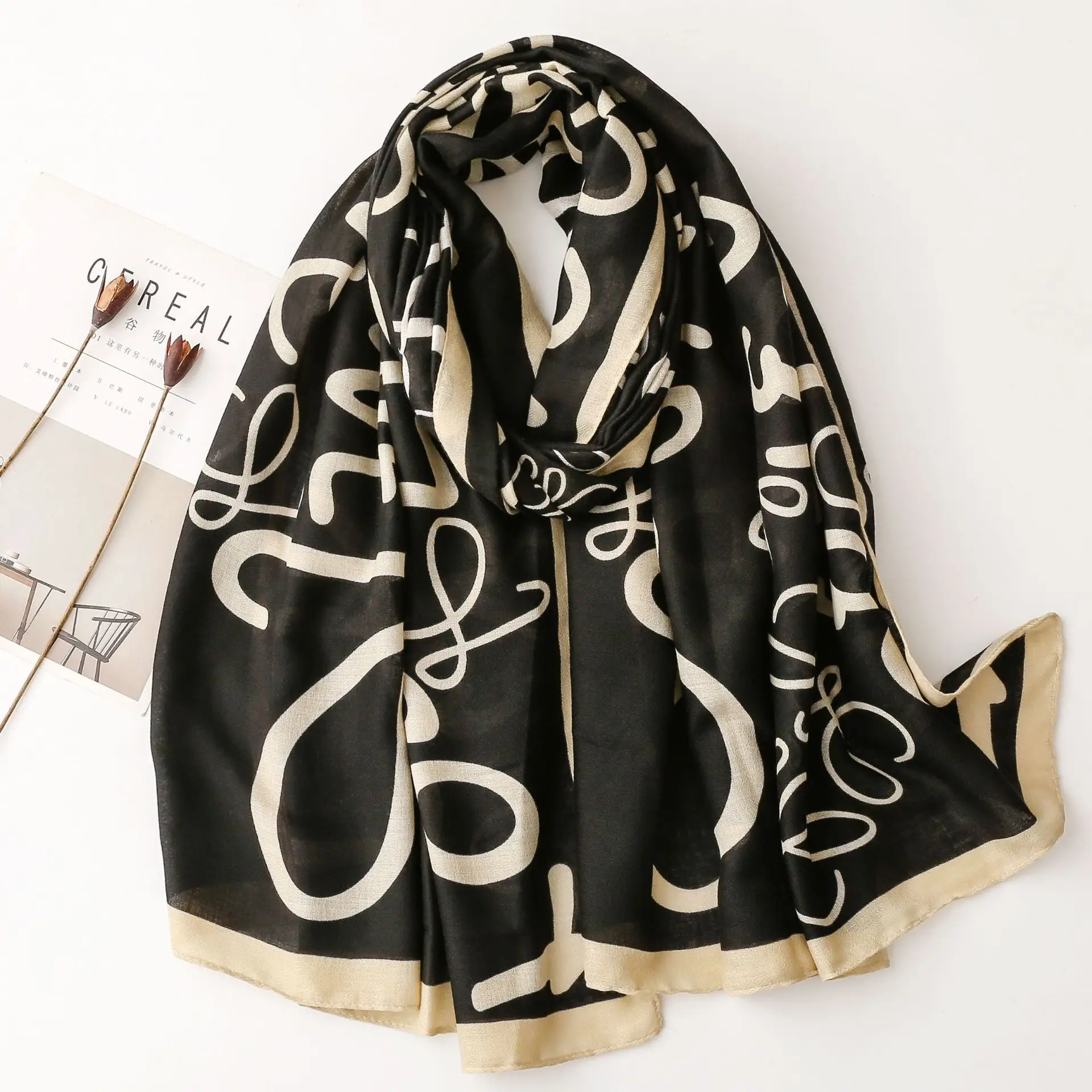 Oversized Fashionable Winter Cotton and linen hijab  Style Blending Islamic Balinese yarn  Decoration Literature