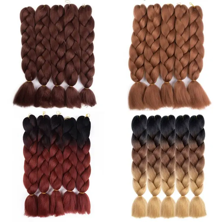 Julianna High temperature fiber Yaki Ultra Braids Crochet Wholesale 24 Inch Synthetic Ombre Jumbo Braiding Hair Extensions