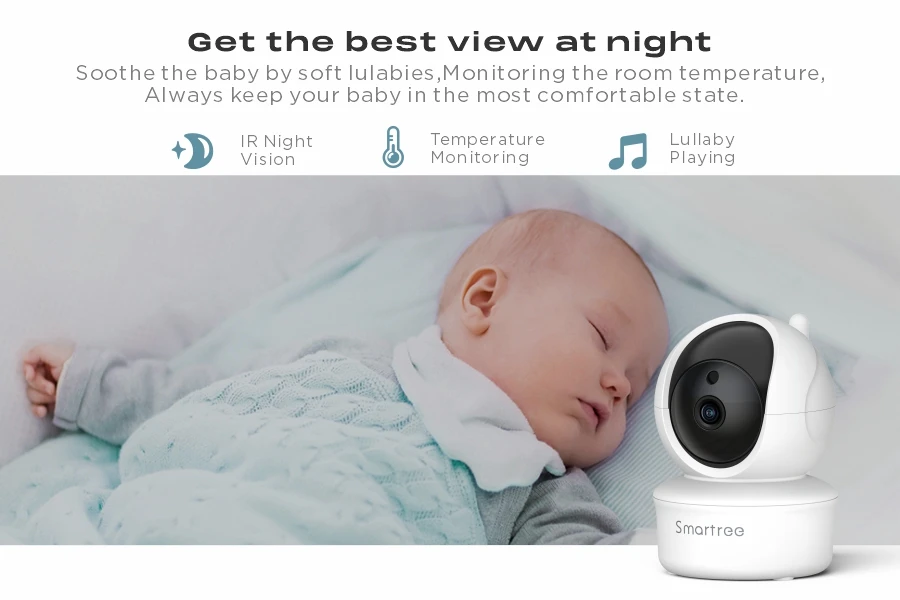 Smartree Monitor Baby Upgraded Smart 3.5Inch FHD Kids Phone Alarm Setting Baby Monitor for  Nursery