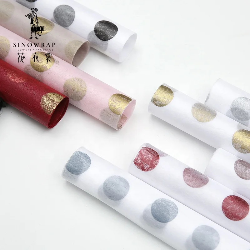 Декоративная переработанная Цветочная оберточная бумага с узором в горошек для упаковки цветов на День святого Валентина