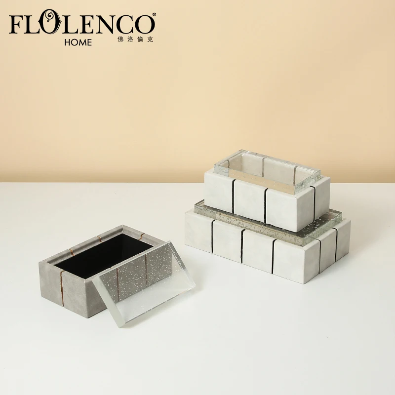 Luxury Gold Black Line Leather Wood Crystal Jewelry Glasses Keys Decorative Storage Box