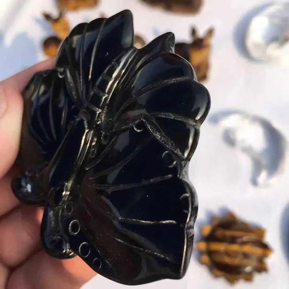 Wholesale Natural Crystal Carving Obsidian Butterflies For Gifts