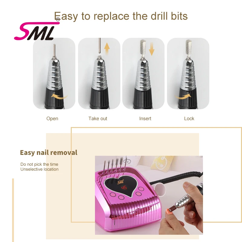 New Professional Nail Drill Manicure Machine Factory manufacture OEM/ODM Hot Selling Electronic 45000 RPM Nail Polisher machine
