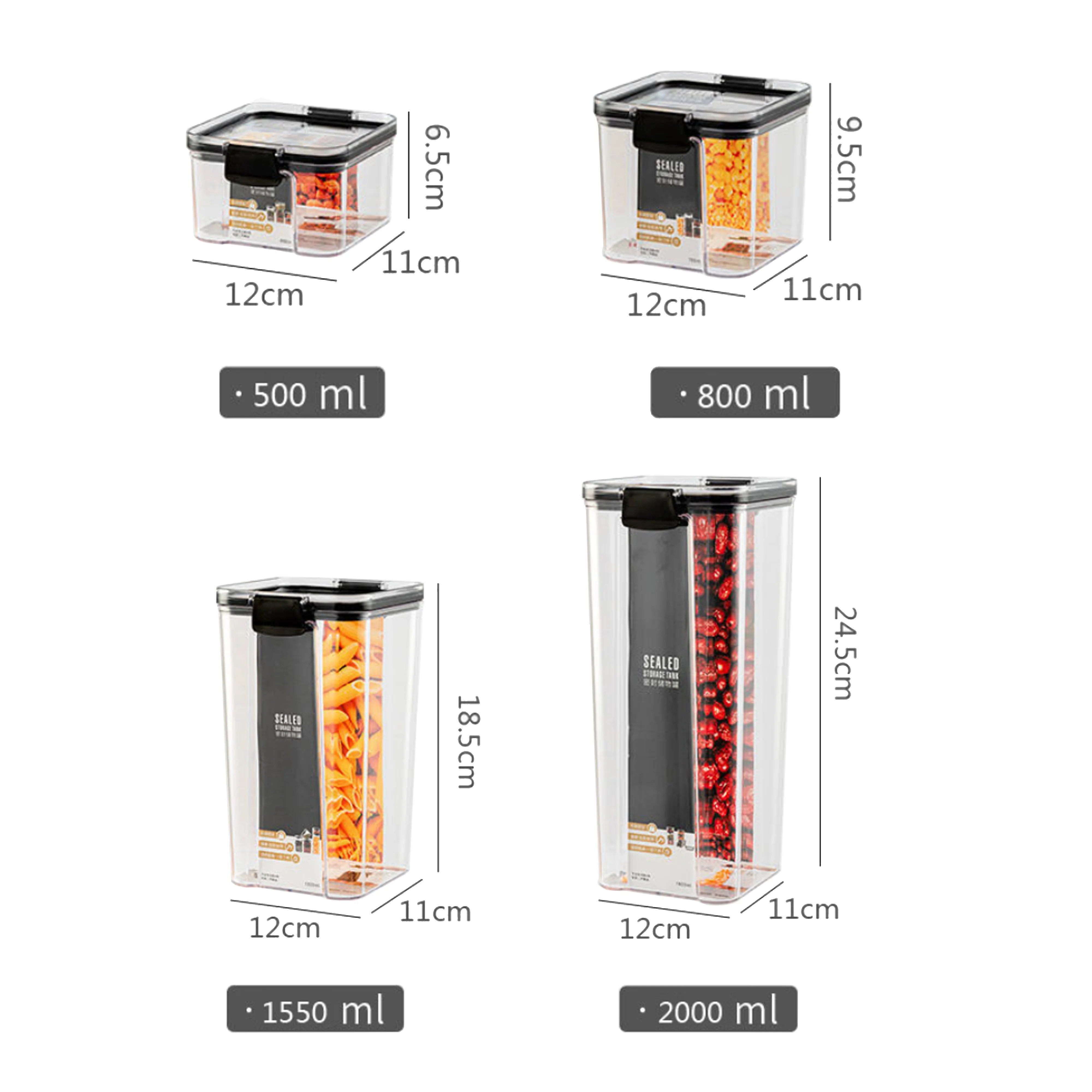 7pcs Food Storage Container Plastic Storage Box Set Plastic Airtight Kitchen Organization Containers