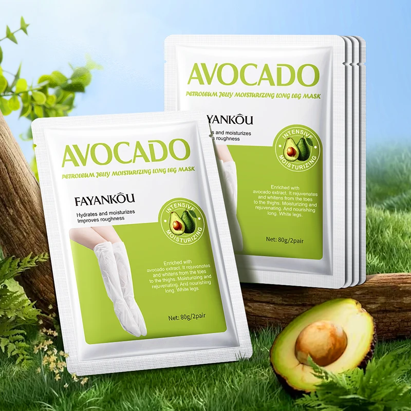 OEM FAYANKOU vegan avocado petroleum jelly moisturizing long leg mask skin care feet dead skin removal