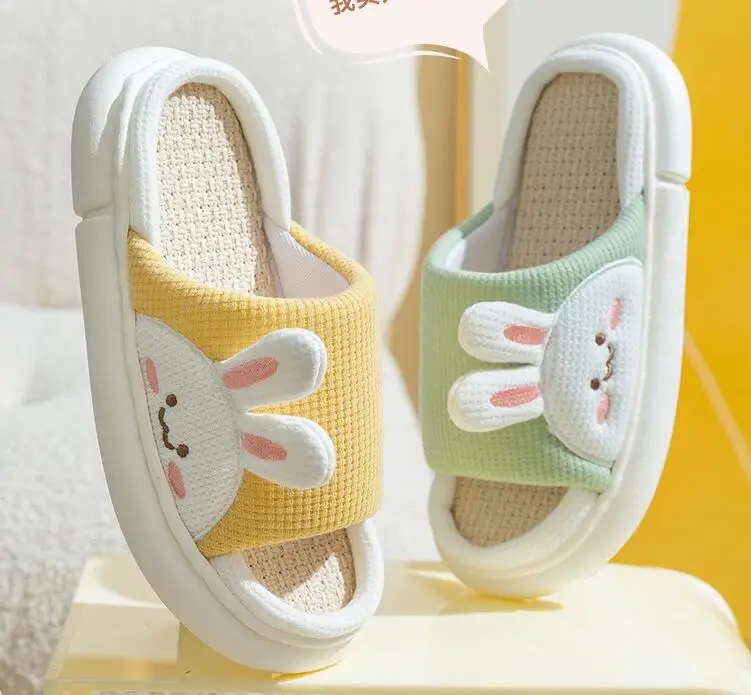 New Unisex Winter Hotel Man And Woman Cotton Fabric Sliders Lady And Men Family Home Flax Material Soft Indoor Slippers