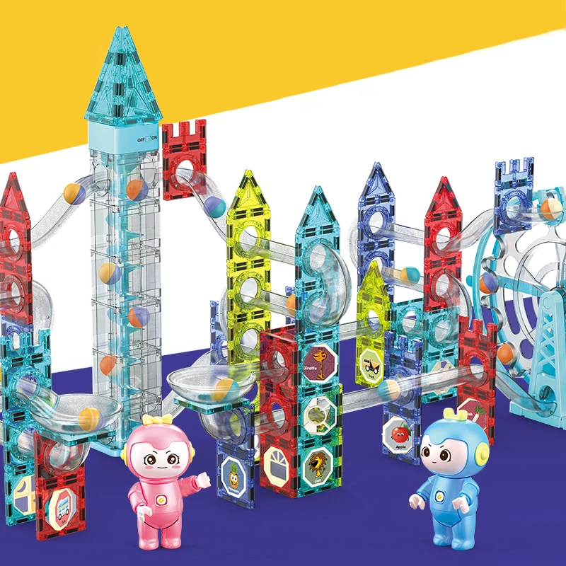 Hot Selling Light Electric Magnetic Marble Run Building Blocks 109 PCS for Kids