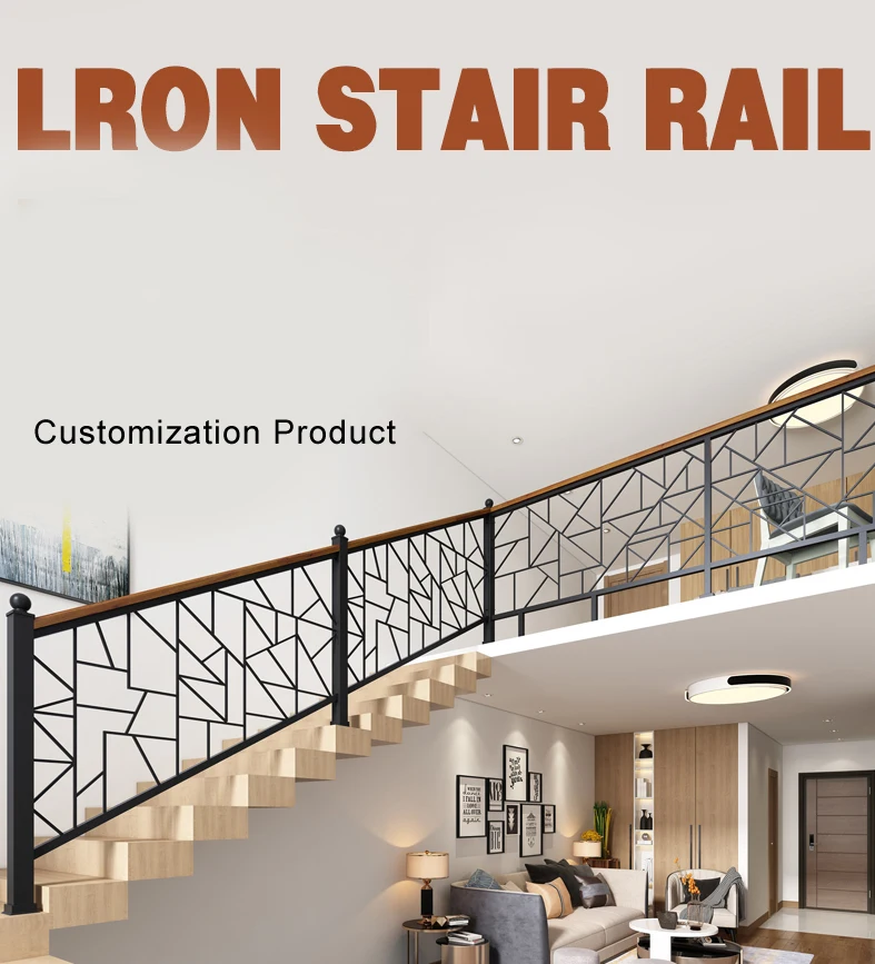Wrought iron stair railing Balcony Balustrades Handrail Indoor Steel Stair Handrail Design Wrought Iron Railing