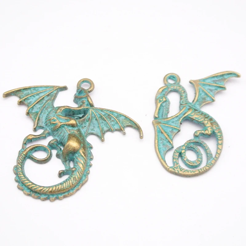 Wholesale Antique Bronze Flying Dragons Pendant Charm Vintage Alloy Dragon Charm for Jewelry Making