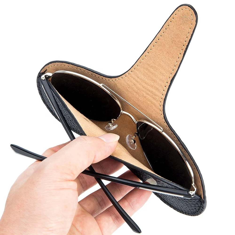 New Designer Fashion Genuine Leather Custom Logo Glasses Case Sunglasses Case Eyeglass Pouch