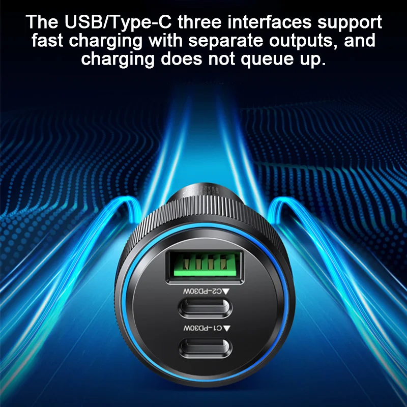 Автомобильное зарядное устройство USB3.0 для быстрой зарядки аксессуар автомобиля из алюминиевого сплава type-c 30 Вт.