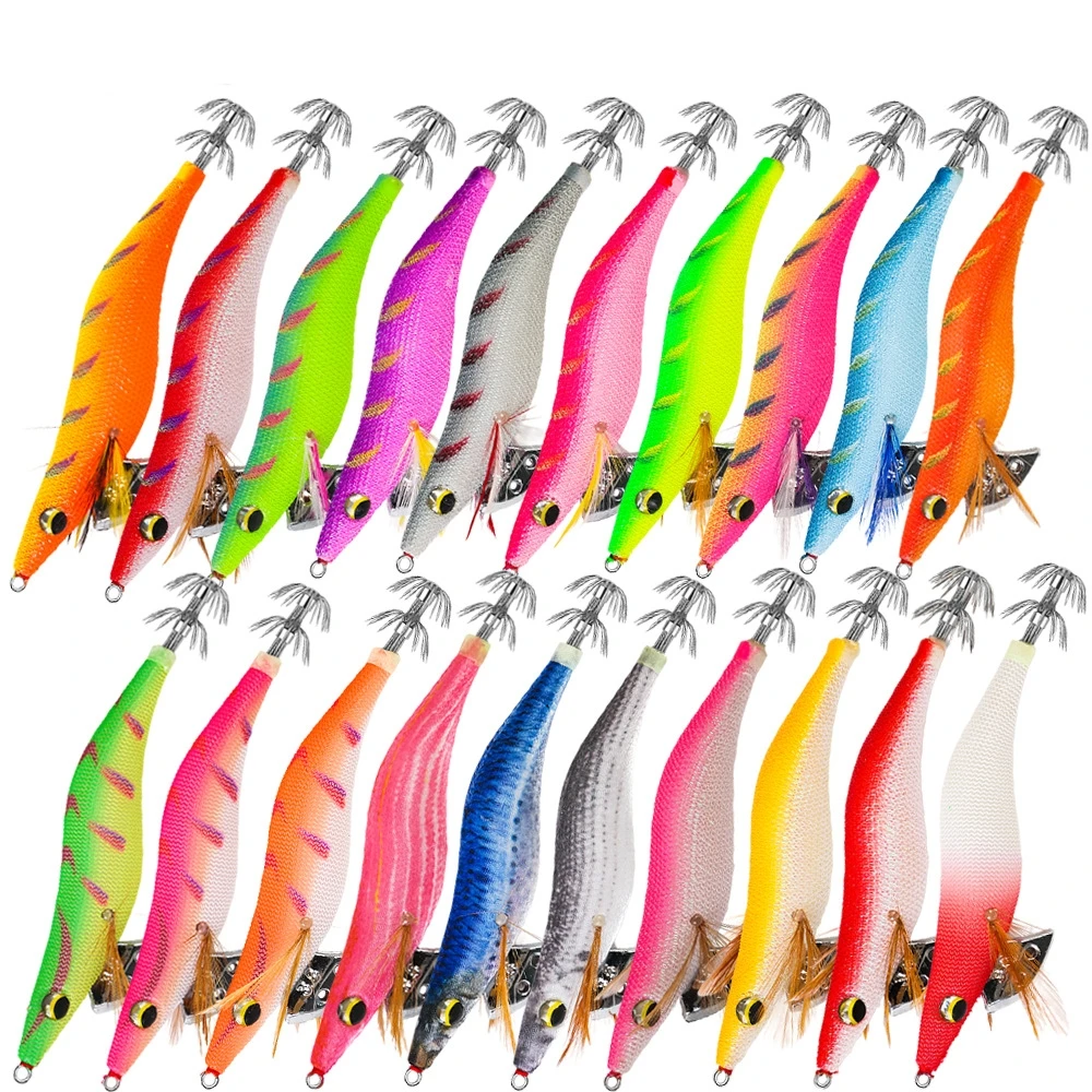 New 2.5# 3.0# 3.5# Squid Jig Tip Run Egi Wood Shrimp Eging Bait Luminous Squid Jig Lead Sinking Glow Fishing Lures