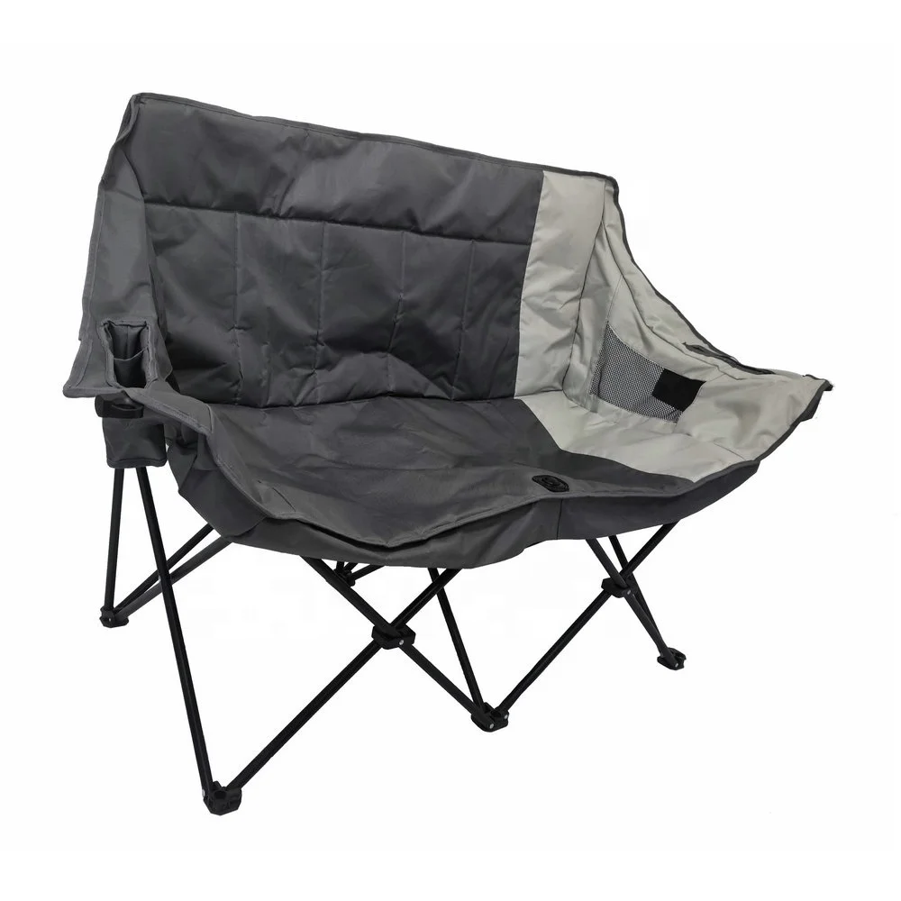 Outdoor garden folding chair camping double chairs love seat with 2 cup buckets