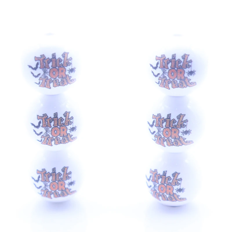 Wholesale 16mm Halloween Trick or Treat Printing Acrylic Solid Beads for Jewelry Making DIY Handmade Beaded Pen Parts