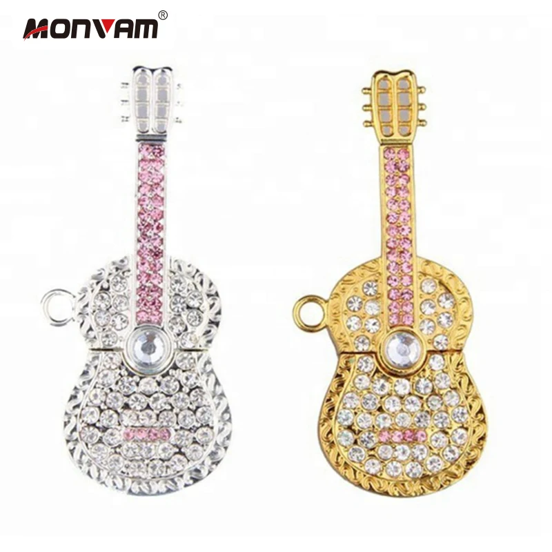 Luxury 4gb 16gb 64gb 128gb Beautiful Pen Drive Guitar Crystal Memory Stick Diamond Jewelry Usb Thumb Gifts Flash Drive