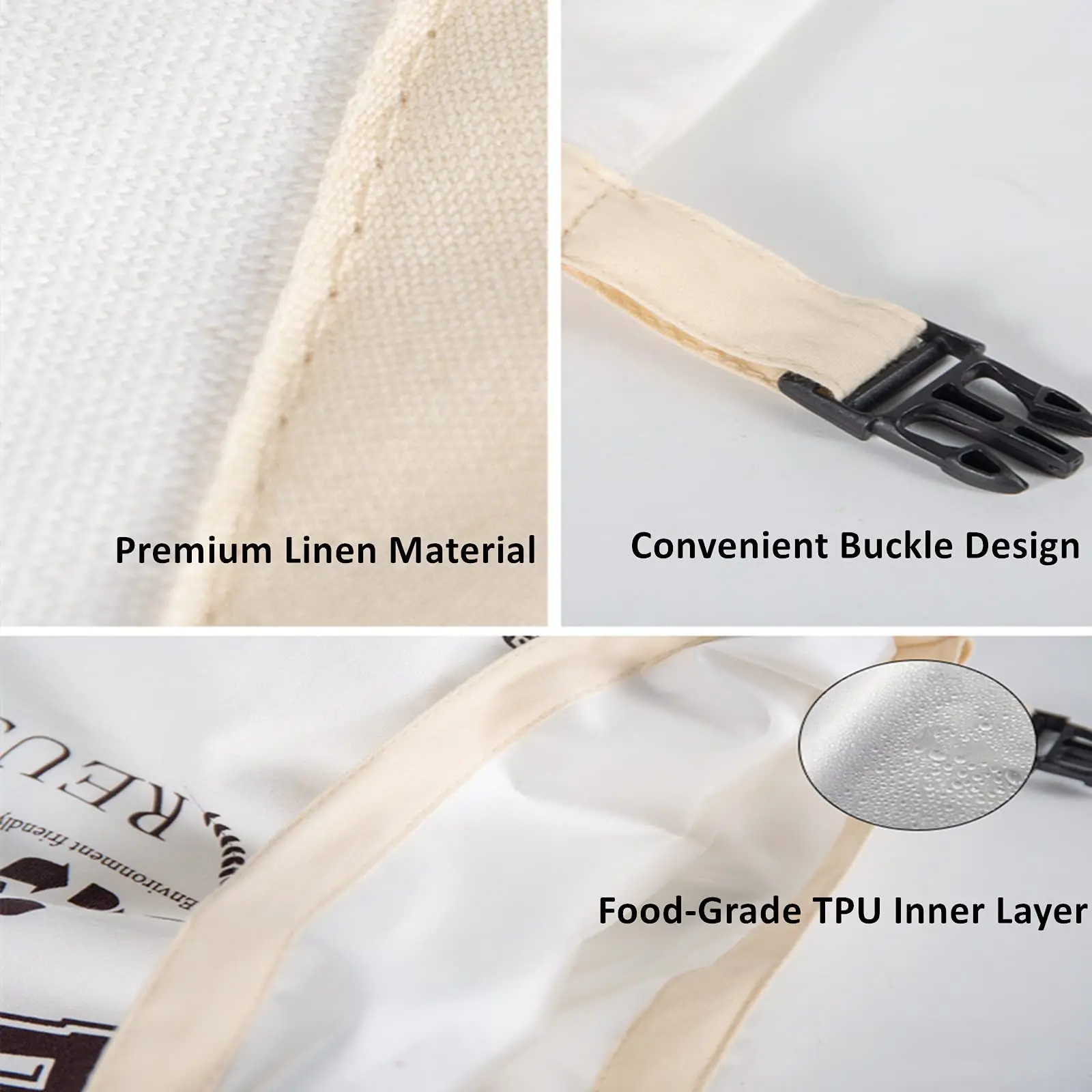 Reusable Custom Logo Organic Cotton Linen Zipper Bread Bag with Double  for Fresh Keep Homemade Bread Gift Giving