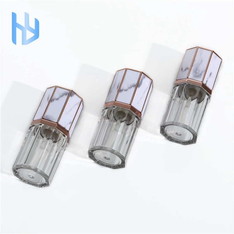 Low Moq Custom Popular Sexangle Marble Lip Gloss Tube