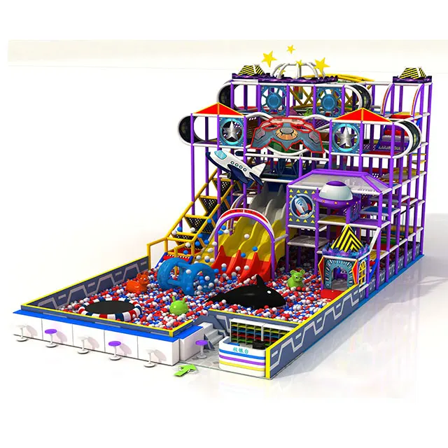 Interstellar Theme Indoor Playground Equipment Soft Commercial Amusement Center with Big Slide and Ball Pool for Children