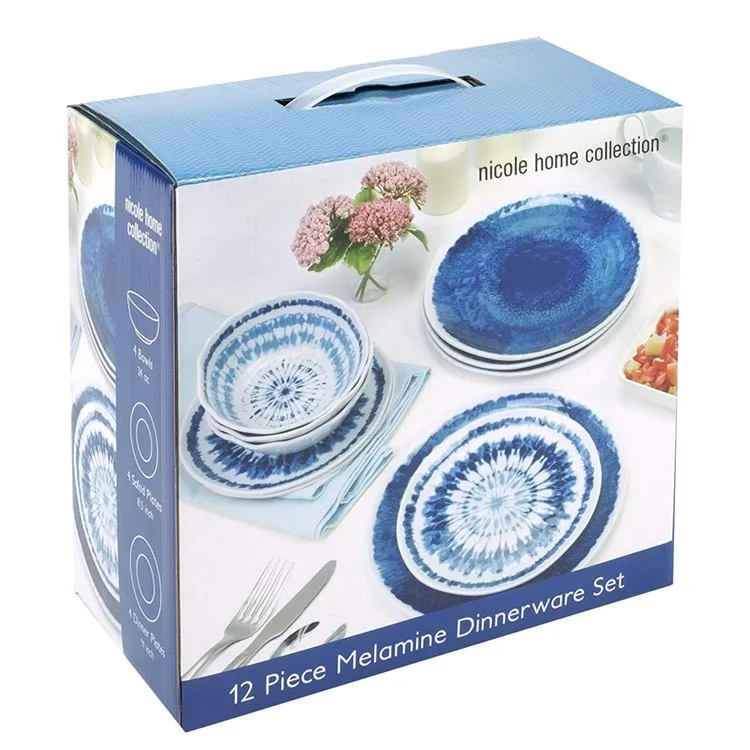 Luxury blue color melamine collection scalloped melamine dinnerware sets