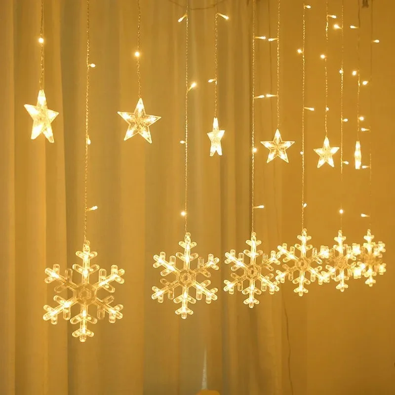 Hot-selling LED Multi-design Star Curtain Light Full of Stars With Battery Box  Birthday And Festival  Room Bedroom Decoration