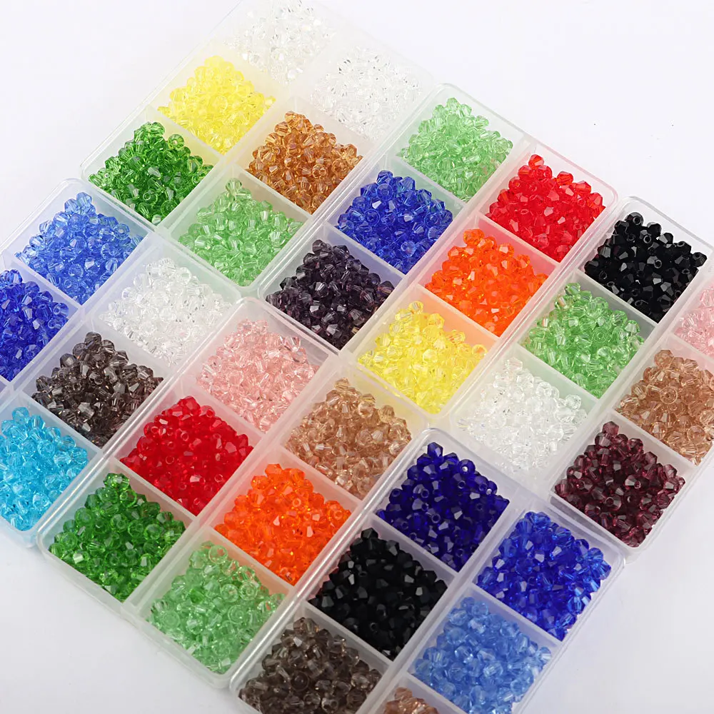 
600pcs/box Cross-border new 4mm diamond bead mixed color crystal beads 