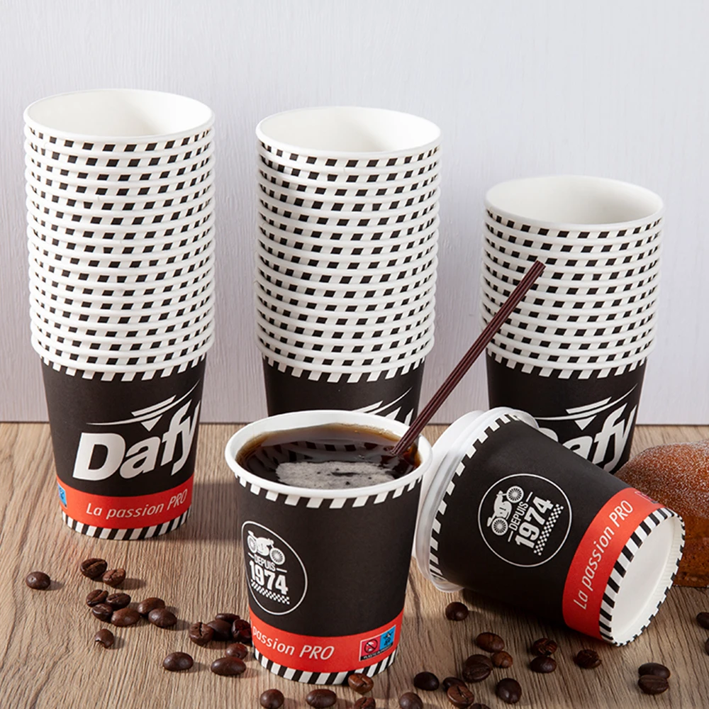 3/4/8/9/12/16 oz Customized Logo Eco-friendly Coated Wholesale Disposable Coffee Tea Paper Cups With Lid