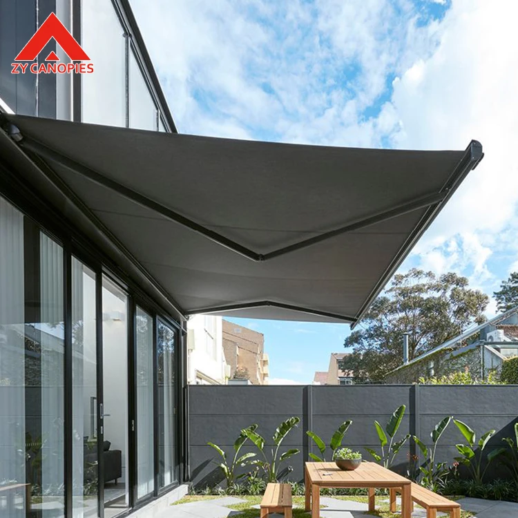 New Design Outdoor Electric Retractable Awning Sunscreen Grey Full Cassette Folding Arm Awning
