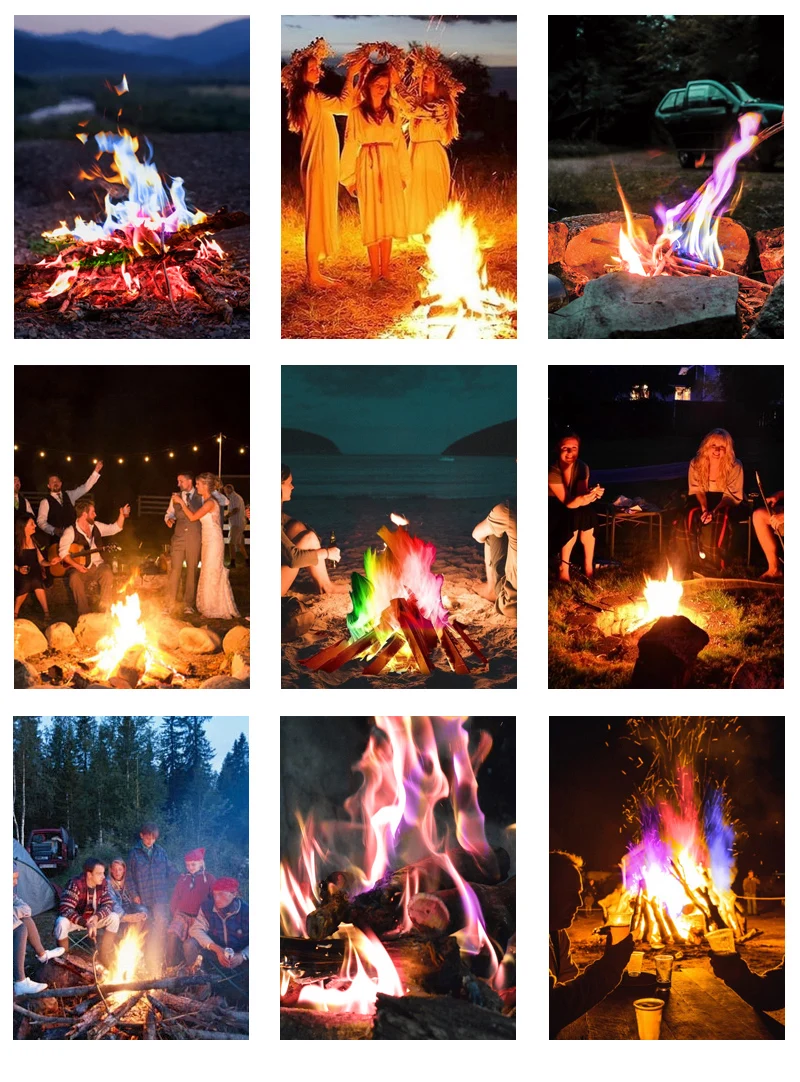 Мистический огненный порошок без фейерверка Кемпинг изменение цвета пламени краситель чудо-огненный меняющий цвет