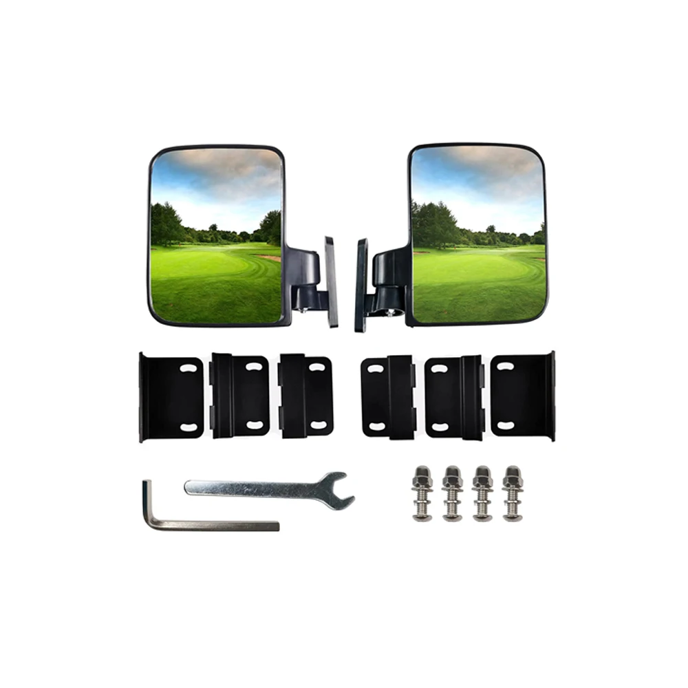 No-Drilling Required Golf Cart Folding Side View Mirrors Compatible with Club Car EZGO Yamaha Side Mirror