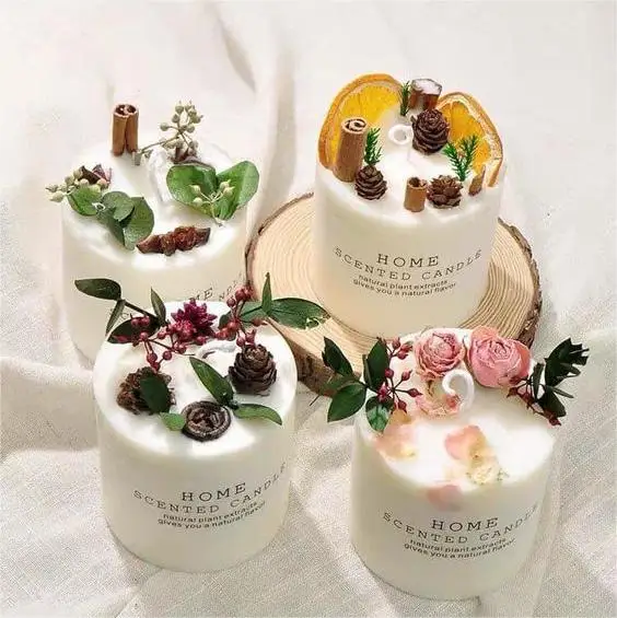 Wholesale Candles Private Label Scented Luxury Aroma Soy Wax Dried Flowers Aromatherapy Scented Candles in Bulk