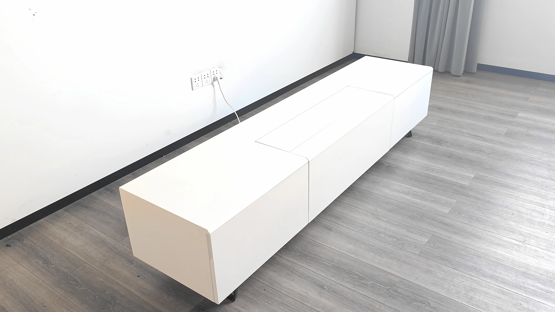 PerfecTisan motorised laser TV cabinet for ultra short projector integrated cabinet home cinema theatre cabinets white