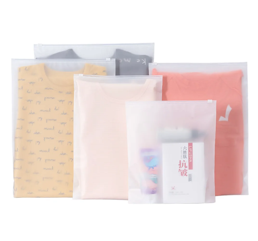 Custom Logo Resealable Mylar Ziplock Bag Organizer Clear Frosted Storage Bags Plastic Zipper Ziplock Bags For Clothes Packaging