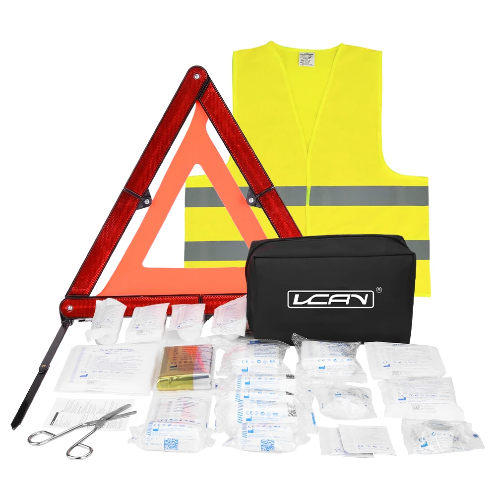First Aid Kit Meet Din 13164 Verbandskasten 13164 Bsci Audit Auto First Aid Bag With Triangle Safety Vest Emergency Car Kit