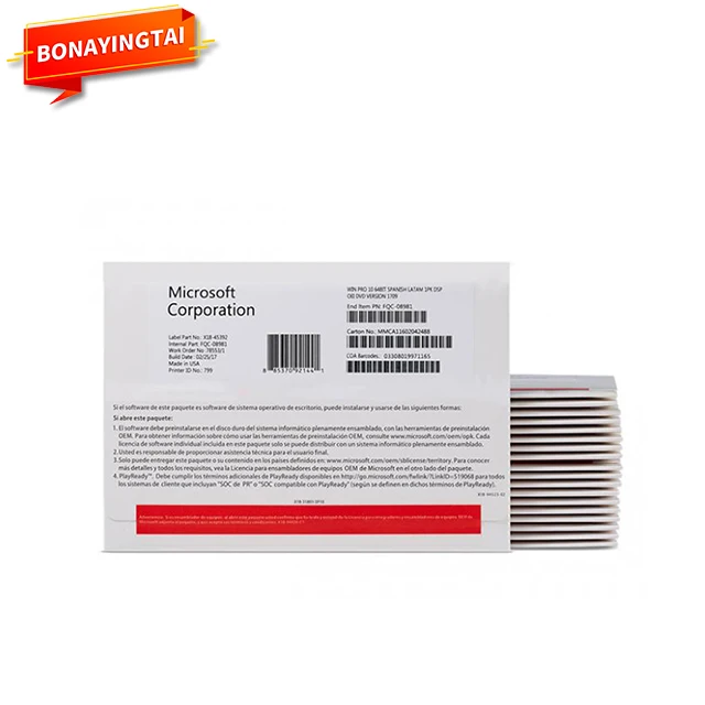 Оптовая продажа Windows 10 Professional Pro OEM DVD полный пакет Английский язык 100% работы (1 комплект =