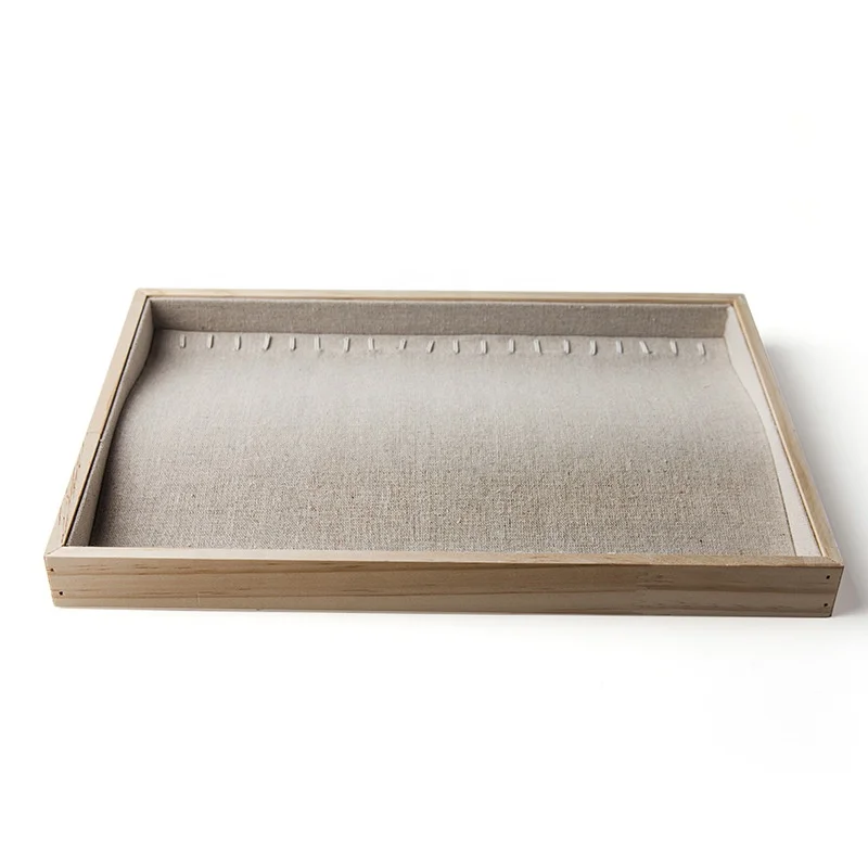 Cheap factory price solid wood ring necklace pendant earring jewelry display wooden jewelry tray wholesale