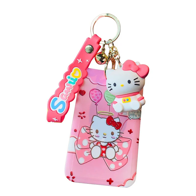 Hello KT Student Cartoon card cover girls Doll id card holder cute id card holder keychain