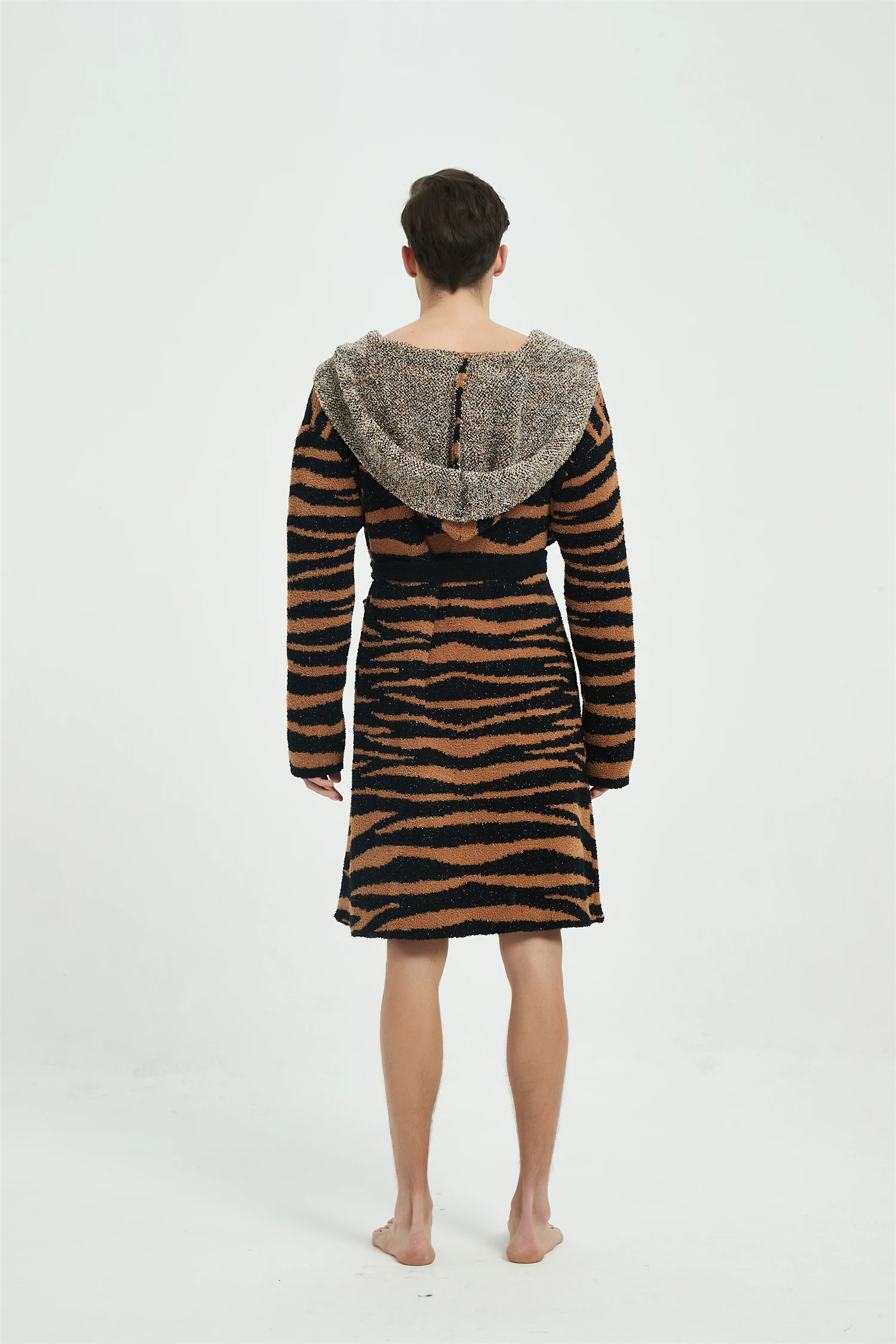 Microfiber  Robe Knitted Robe with sleeves  knitted clothes Cozy Tiger House Robe Winter Pyjamas