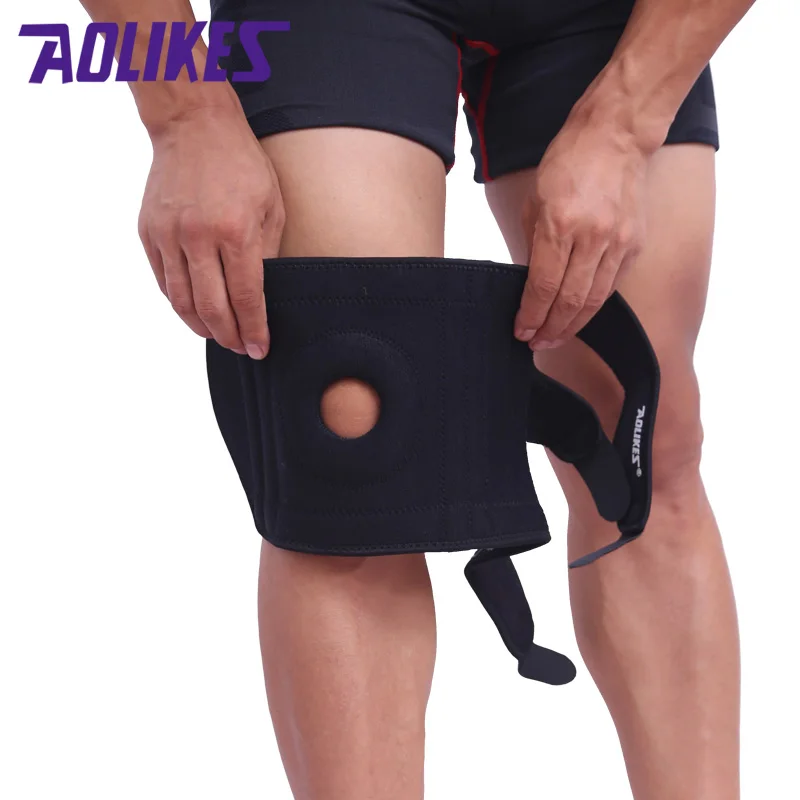 Aolikes Adjustable Compression EVA Open Patella Knee Brace Thin Nylon and SBR Material Leg Support for Sports and Fitness