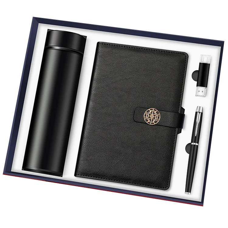 low MOQ Executive Business Corporate Gift Set Vacuum Cup USB Flash Drive A5 Notebook business gifts set