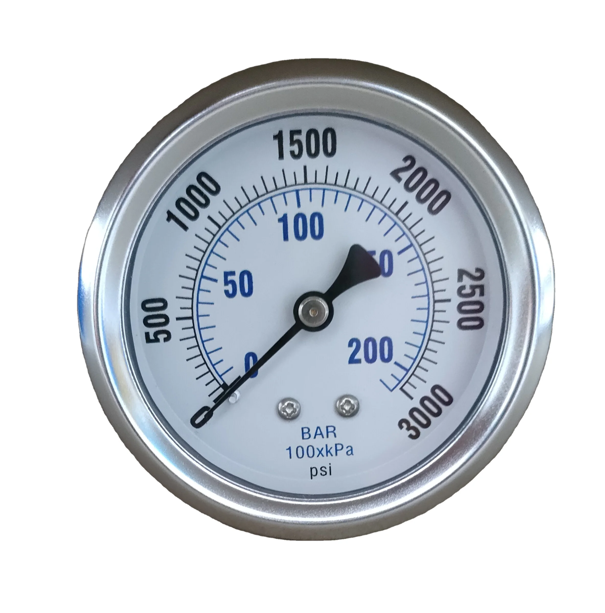 Hot Popular 2.5 INCH L-A 0-3000psikPabar,14NPTL-AD type (center back mount) Liquid filled single pointer oil pressure gauge