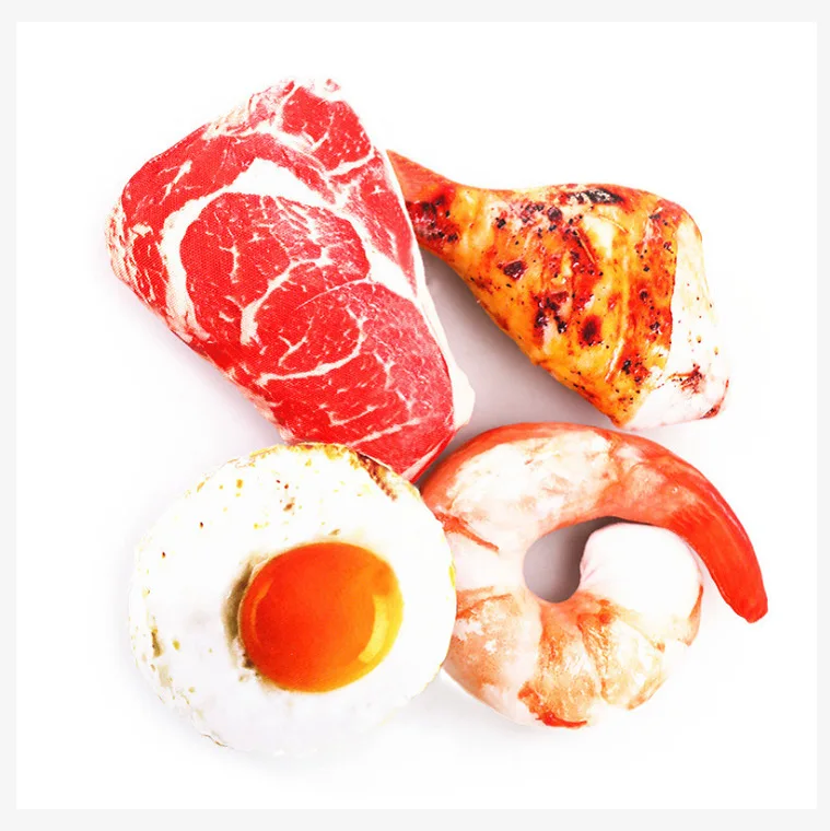 Made in China Custom Dog Chew Toys Mini Various Food Pet Plush Squeak Toys for Chewer