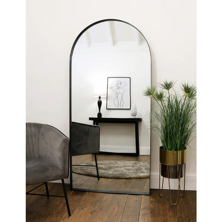 Large metal frame full body mirror decorative wall arch full length floor mirror furniture